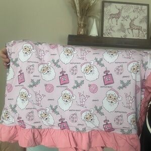 Pink Santa Designer Print BAMBOO Blanket 40x40